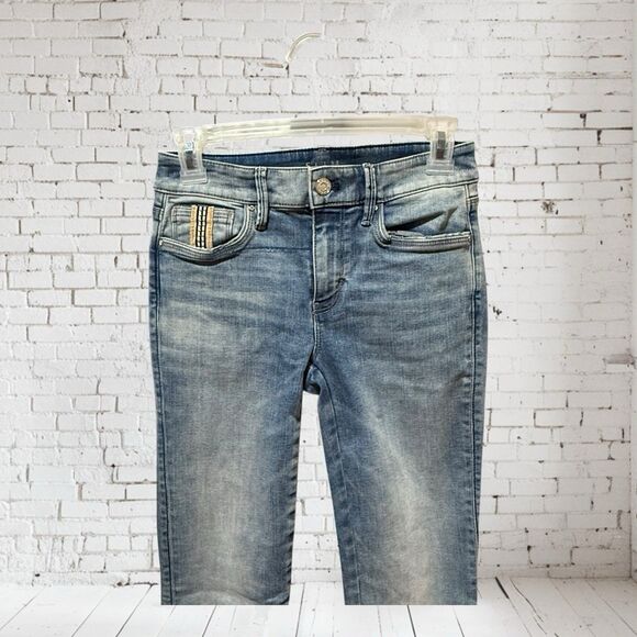 White House Black Market The Slim Crop Jeans Womens 00 Blue Denim Cotton Blend - Picture 2 of 8